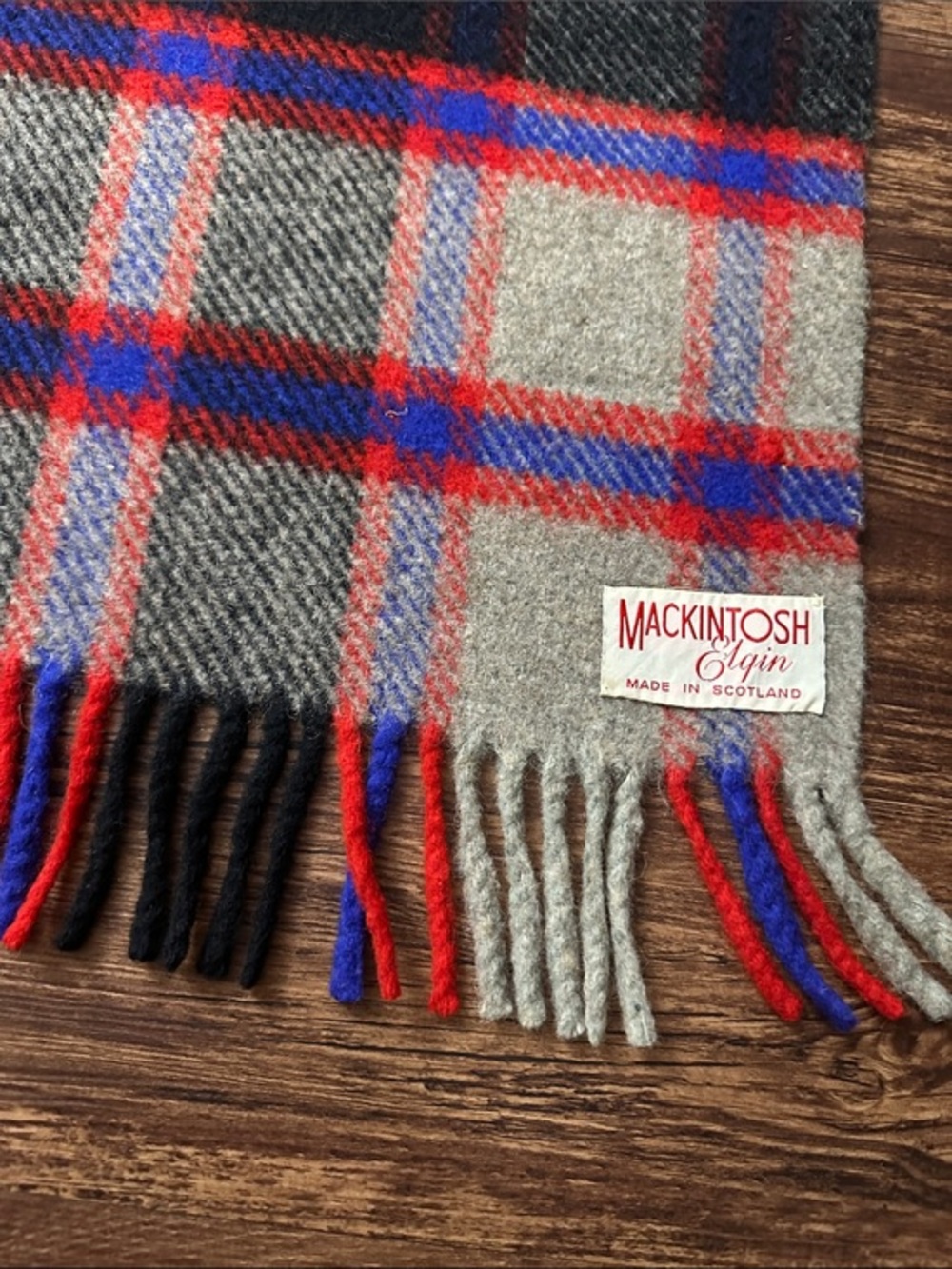 Vintage Wool Blanket Throw Mackintosh Elquin Plaid Tassels Scotland